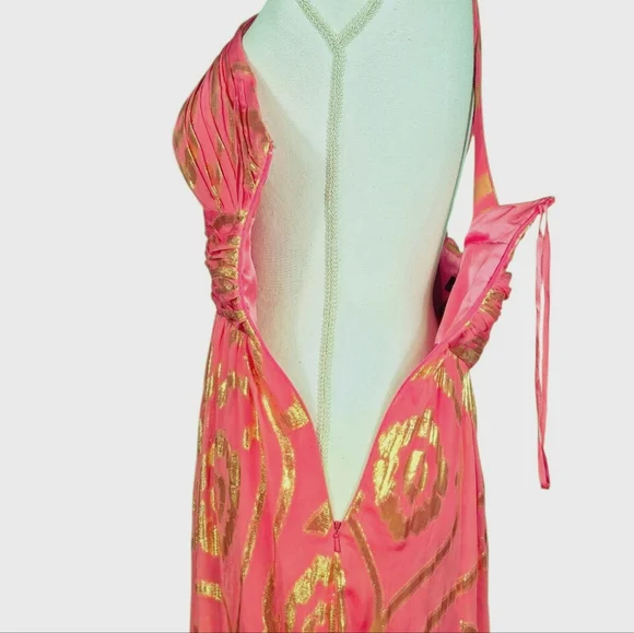 Aiden Mattox Silk Organza Crossback Halter Maxi Dress Gown size 10 - Picture 6 of 15